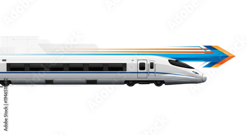 Sleek modern high-speed train in motion, symbolizing rapid progress and efficient travel, ideal for future transportation concepts and advanced connectivity