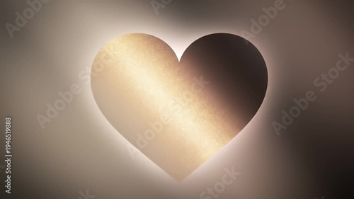 Golden Heart Shape Glowing With Light in Soft Focus Background