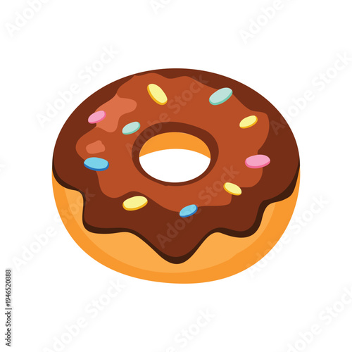 Chocolate Donut Sweet Dessert Vector Illustration