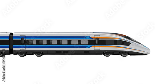Sleek and Aerodynamic High-Speed Train on White Background Symbolizing Modern Rapid Rail Transportation