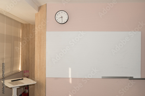 Wallpaper Mural Interior of an empty modern classroom with whiteboards, desks, and morning sunlight Torontodigital.ca