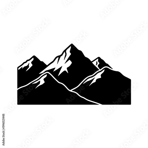 Stylized Mountain Range Silhouette with Peak Details
