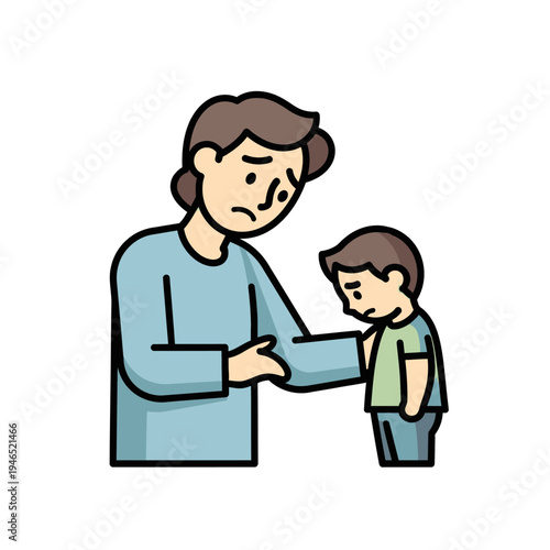 Parent comforting sad child, empathy, emotional support, understanding, care, childhood sadness