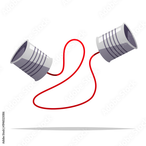 Tin can telephone vector isolated illustration