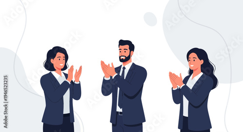 Business People Clapping in Appreciation - Teamwork and Success Celebration