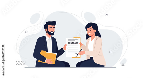 Business partners signing a contract agreement, teamwork and partnership concept