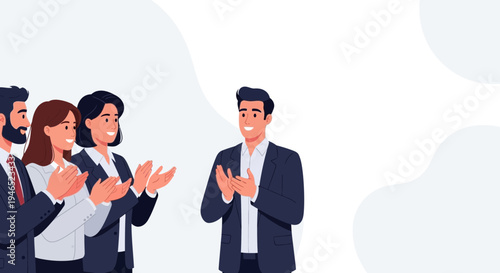 Business team applauding a colleague, celebrating success, teamwork, achievement, recognition