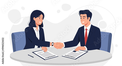 Business partners shaking hands over agreement, successful deal, teamwork, partnership