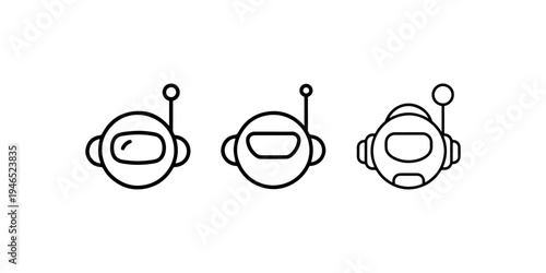 Robot head icons set featuring cute artificial intelligence characters with antennas and diverse facial monitors representing modern automation technology