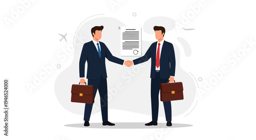 Businessmen shaking hands over a contract, partnership agreement, deal closing