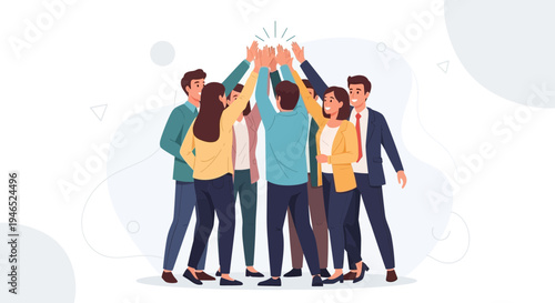 Teamwork High Five Success Celebration