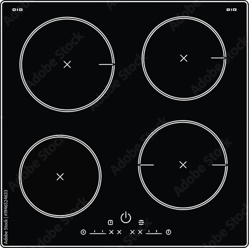 Sleek four burner induction cooktop with modern control panel design
