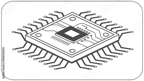 Microchip illustration detailed circuit board design.