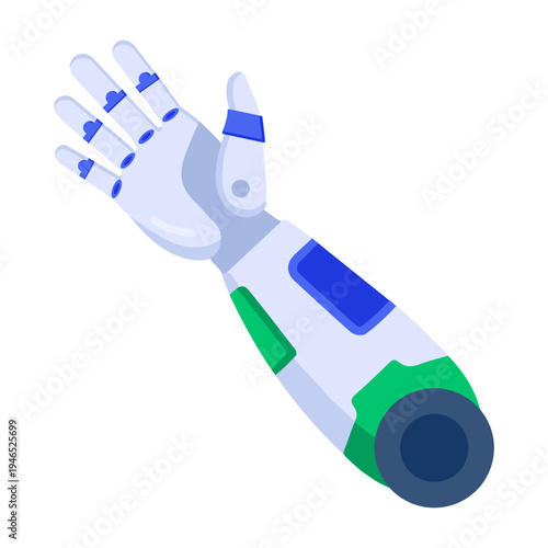 Flat icon depicting a prosthetic arm