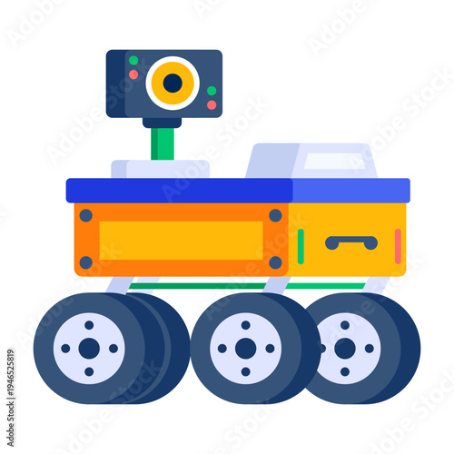 Flat style icon depicting a mars rover