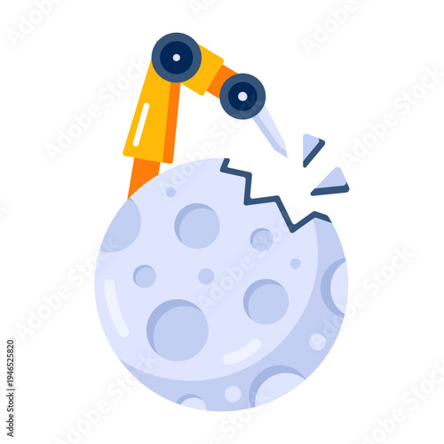 A flat style icon of moon exploration