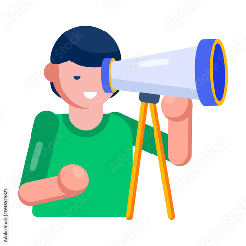 An icon showing a telescope designed in flat style