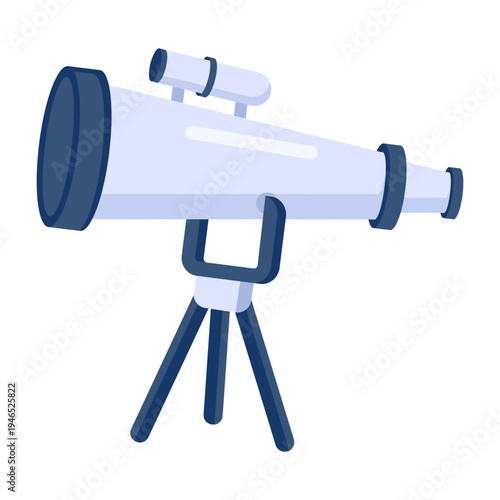 An icon showing an astronomical telescope designed in flat style