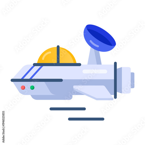 Flat style icon depicting an intergalactic spaceship