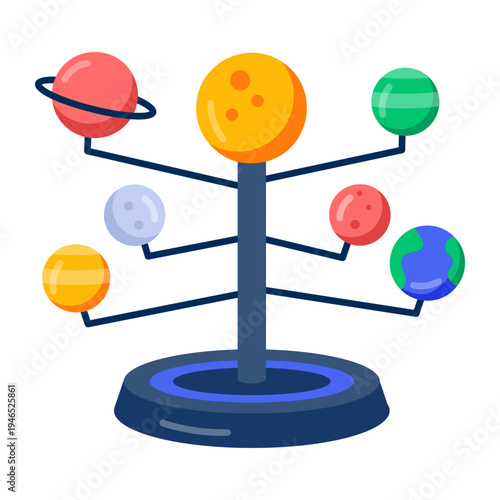 Flat style icon depicting space planets