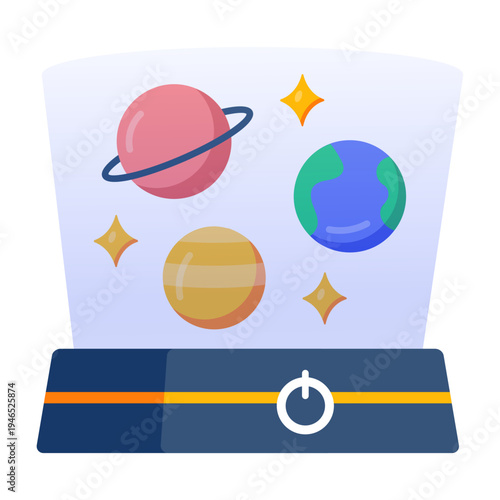 A flat style icon of a space hologram