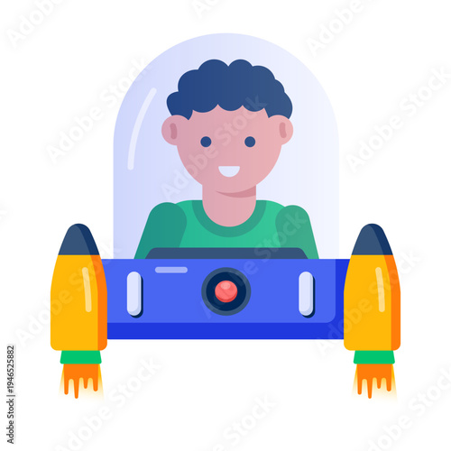 An icon showing a space traveler designed in flat style