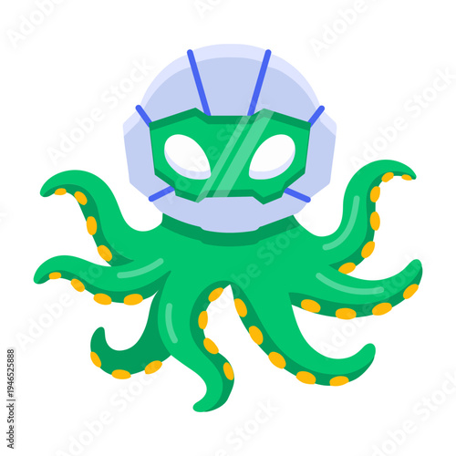 An icon showing an alien designed in flat style