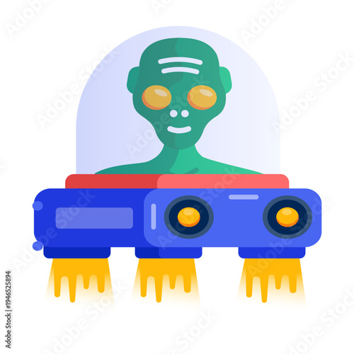 A flat style icon of an extraterrestrial creature 