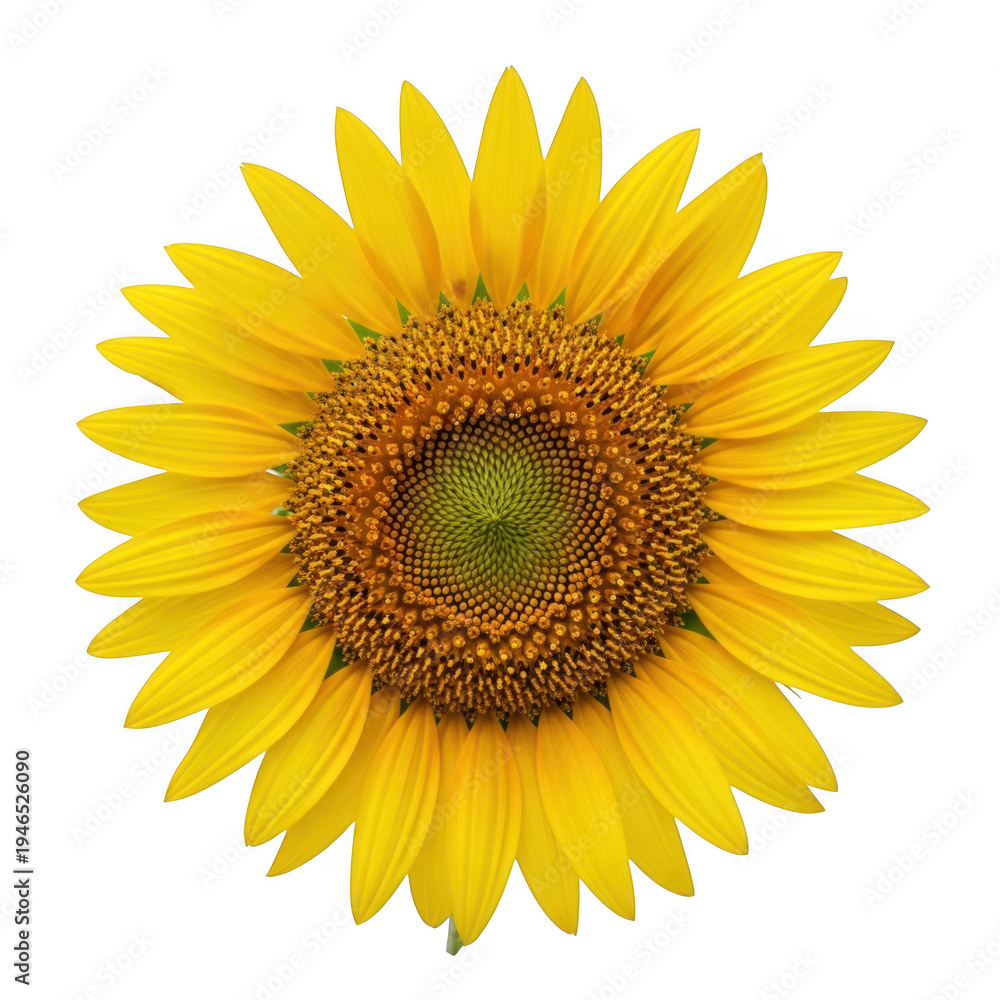 Naklejka premium A vibrant sunflower with bright yellow petals and a dark center. isolated on transparent background