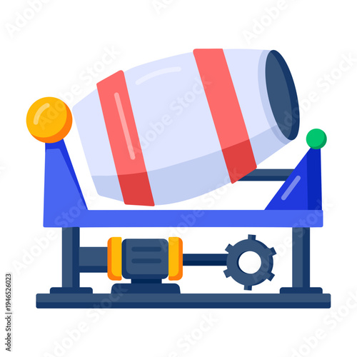 Flat style icon depicting a concrete mixer