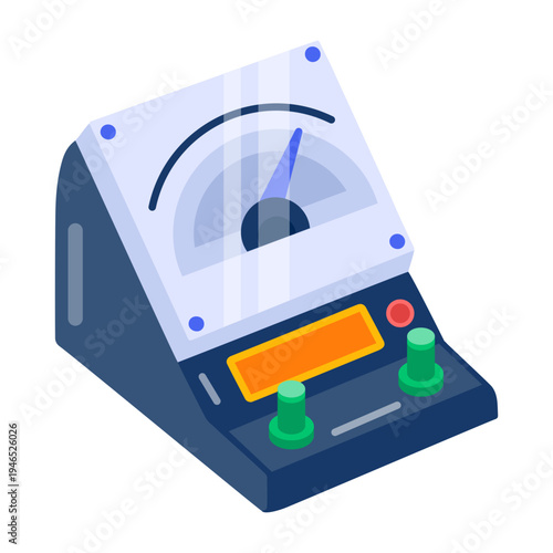 Flat style icon depicting a voltmeter