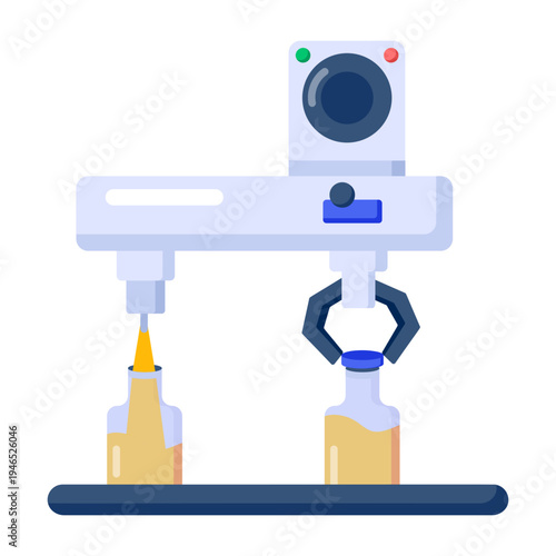 Flat style icon depicting a filling machine