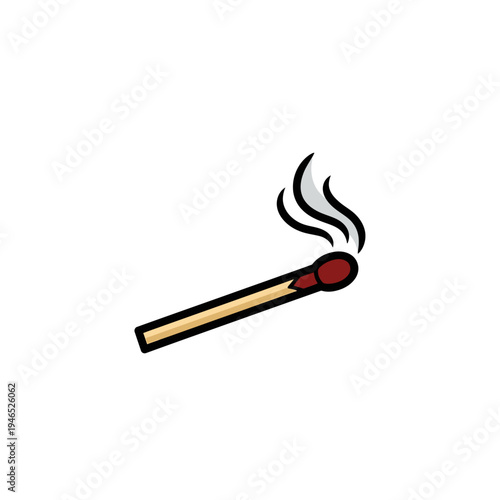Smoking Matchstick Illustration Isolated on White Background