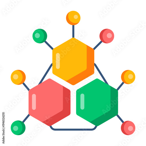 An icon showing molecules designed in flat style