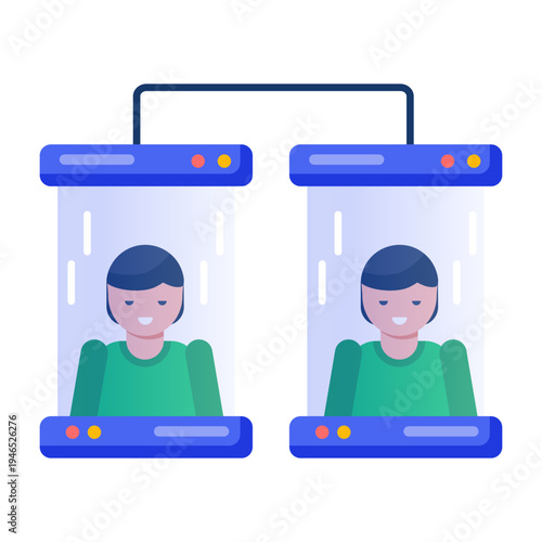 Flat style icon depicting cloning