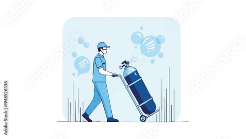 Un ilustrador vectorial de un chico de reparto delivering paquetes en España, con un estilo de diseño plano y moderno, listo para usar en materiales de marketing y publicidad.