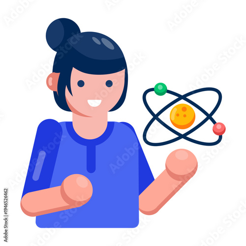 A flat style icon of a physicist