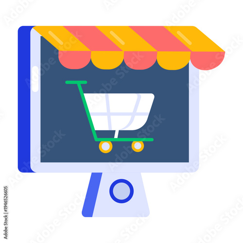 A flat style icon of online shopping