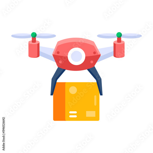 A flat style icon of drone delivery