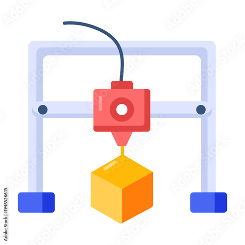 Flat style icon depicting a 3d printer