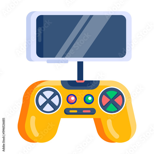 An icon showing mobile gaming designed in flat style