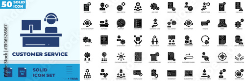Customer Service Solid Editable Icons set