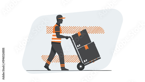 A vibrant vector illustration of a delivery boy in a flat design style, perfect for use in various commercial projects, conveying a sense of modernity and efficiency.
