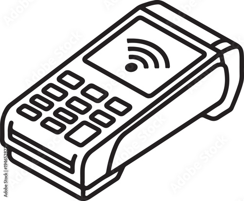 A black and white drawing of a card reader