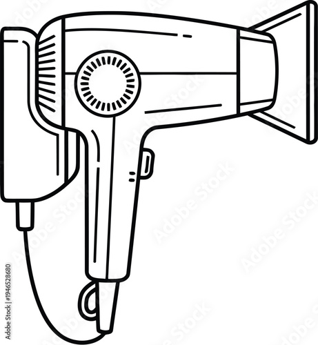 A sleek and modern hair dryer with a cord and concentrator nozzle attachment