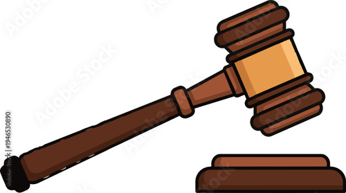 Wooden Gavel and Sound Block Icon