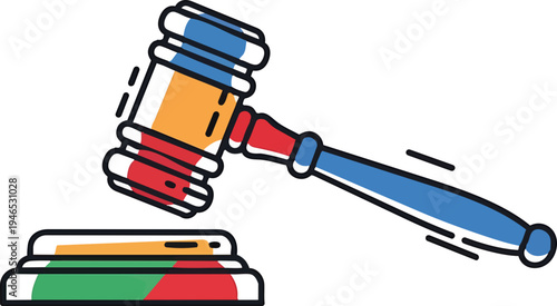 Colorful Gavel Icon for Law and Justice
