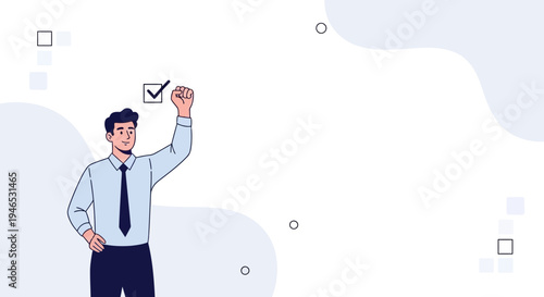 Businessman checking off a task on a checklist, business success concept