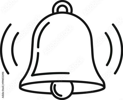 Simple line drawing of a ringing bell with sound waves