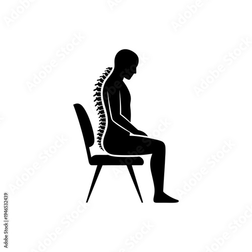 Silhouette of Person with Spinal Curve Sitting on Chair